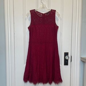 Reitmans Lace Burgundy Midi Dress
